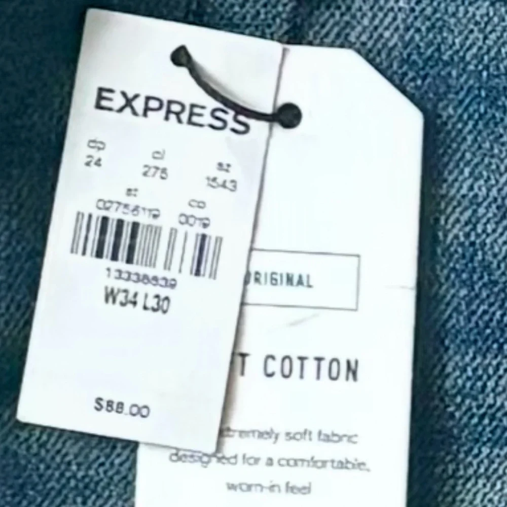 Express Men's Slim Straight Jeans in Blue Wash